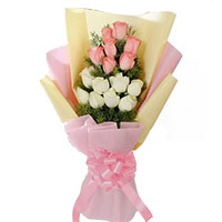 Best Diwali Flowers to Mumbai and also Order for Pink White Roses Bouquet 24 Flowers
