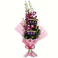Gift Delivery in Mumbai. 12 Red Roses 5 Ferrero Rocher Bouquet for Friendship Day