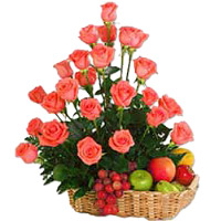 New Year Gifts Delivery in Mumbai with 36 Pink Roses to Mumbai and 2 Kg Fruit Basket