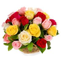 Order Christmas Flowers to Mumbai including Mixed Roses Basket 24 Flowers to Amravati